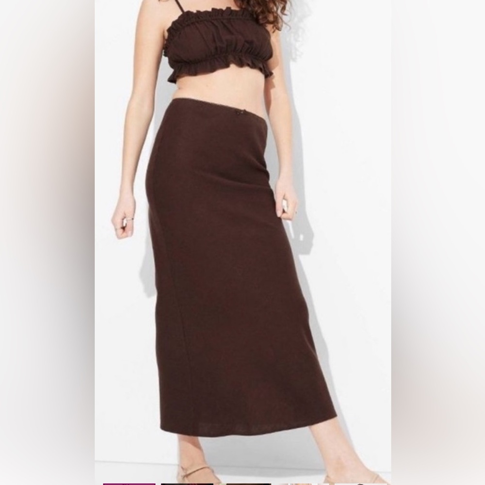 Wild Fable Chocolate Maxi Linen Skirt